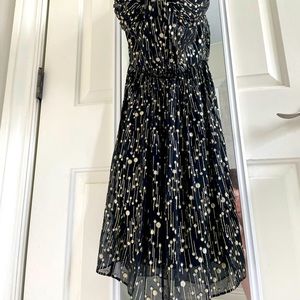 Alberto Makali black and gold embroidered cocktail dress